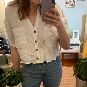 White linen Zara top